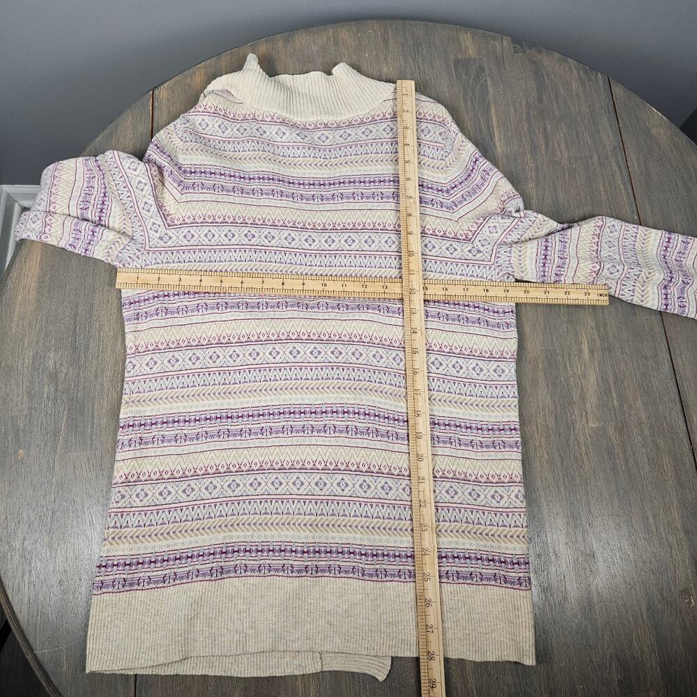 Eddie Bauer Womens XL Fair Isle Shawl Collar Cardigan‎ Sweater Cream Purple - Picture 8 of 8